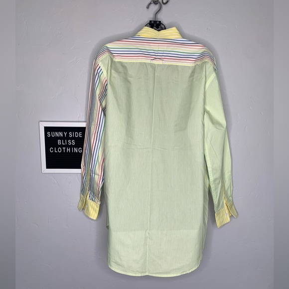 Free People Solid & Striped Rainbow Color Block Dress Shirt Size Medium - Picture 11 of 16